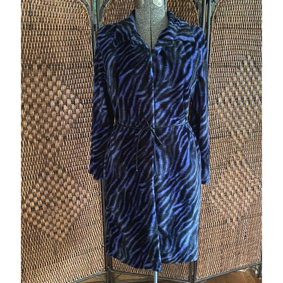 Size L//Vintage Y2K Purple Zebra Print Velvet Jacket - Picture 1 of 6